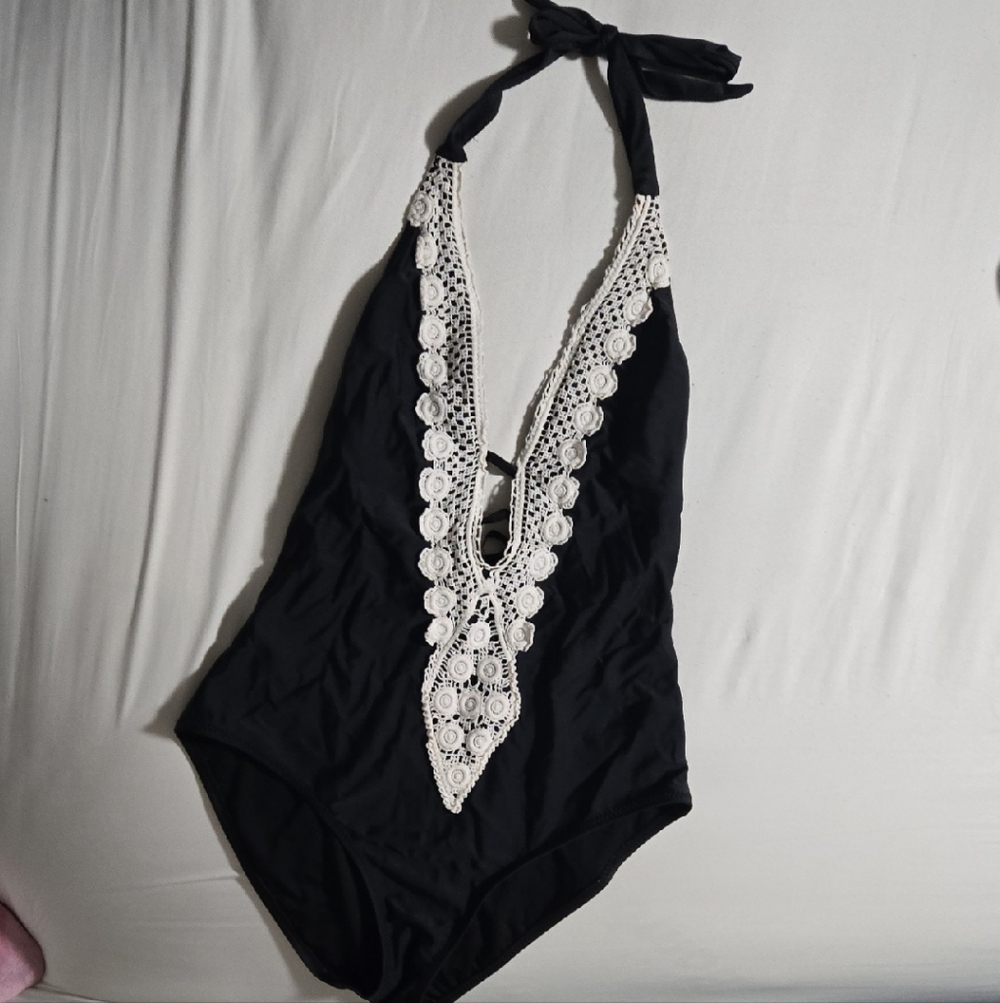 Kona Sol Black and White One Piece Sexy Swimsuit